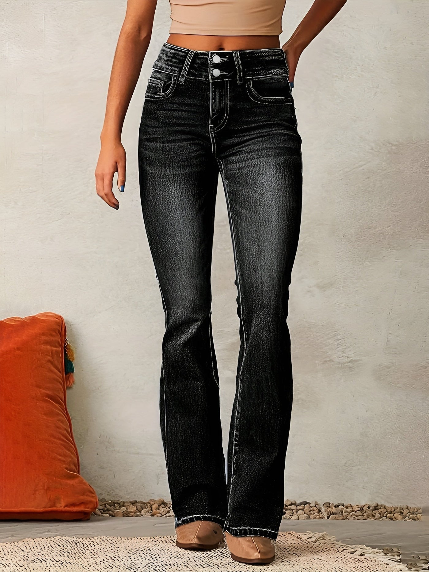Alma | Utsvängda Jeans Med Hög Midja