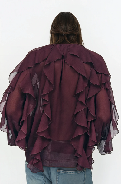 Rosa | Blus med volanger