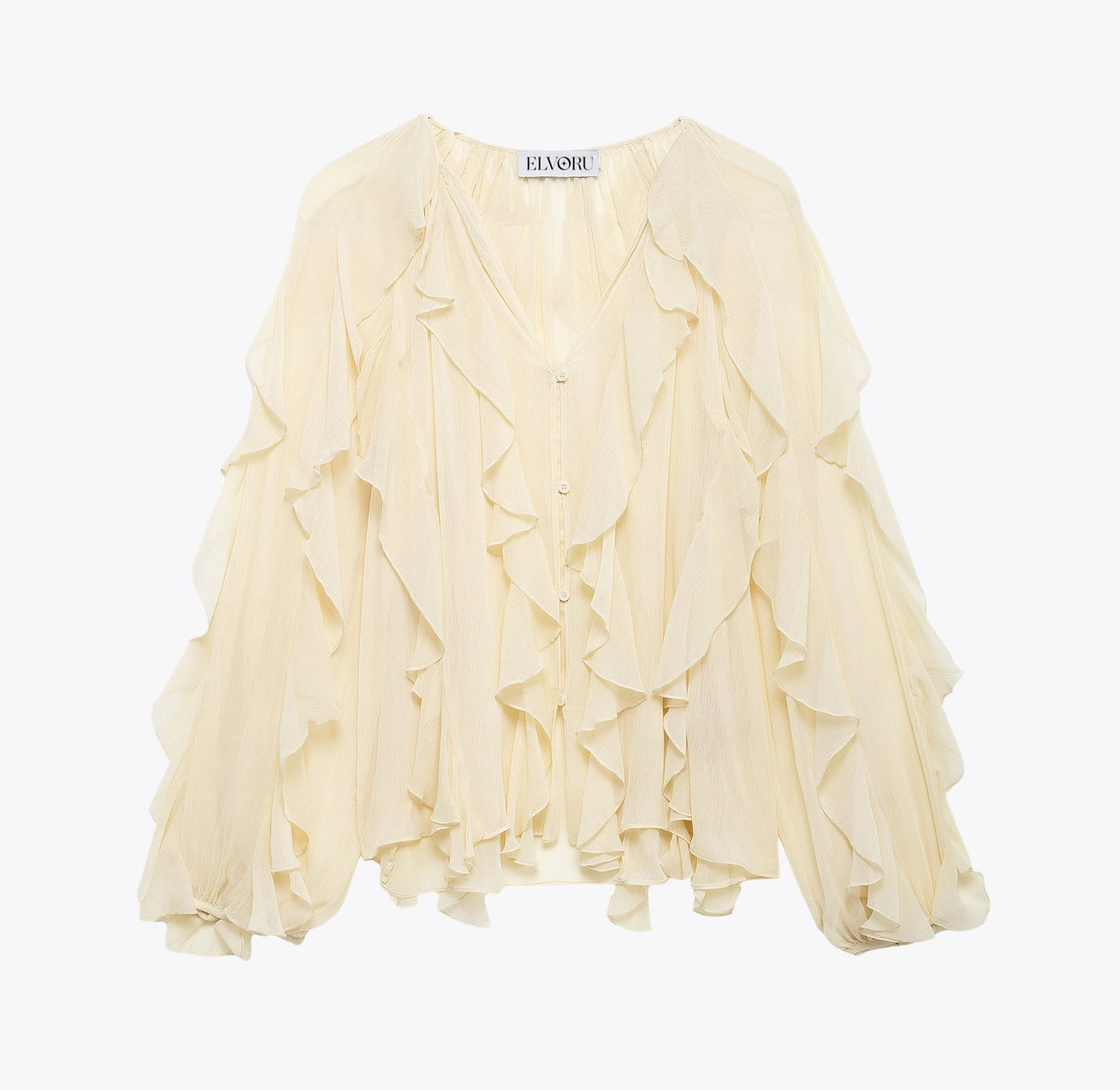 Rosa | Blus med volanger