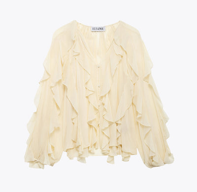Rosa | Blus med volanger