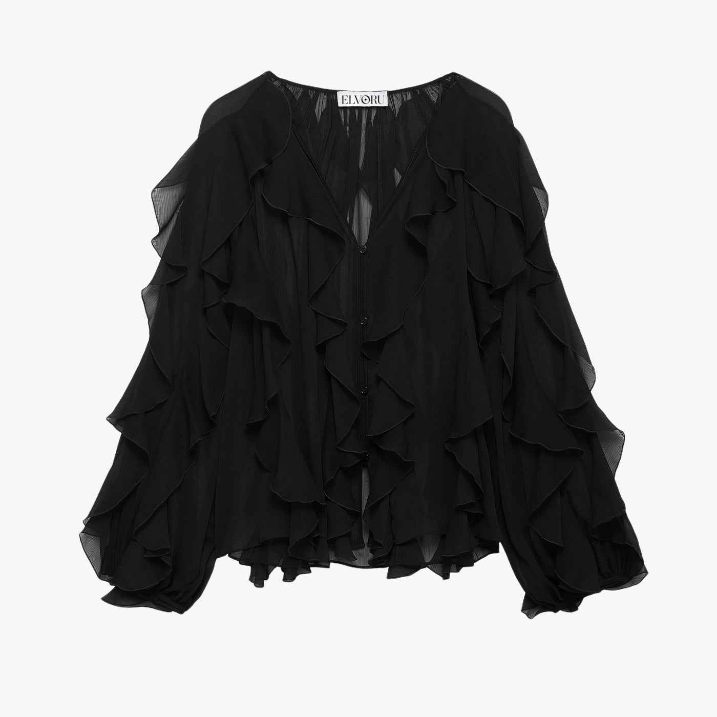 Rosa | Blus med volanger