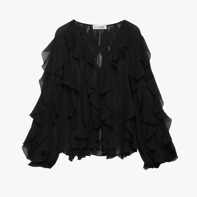 Rosa | Blus med volanger
